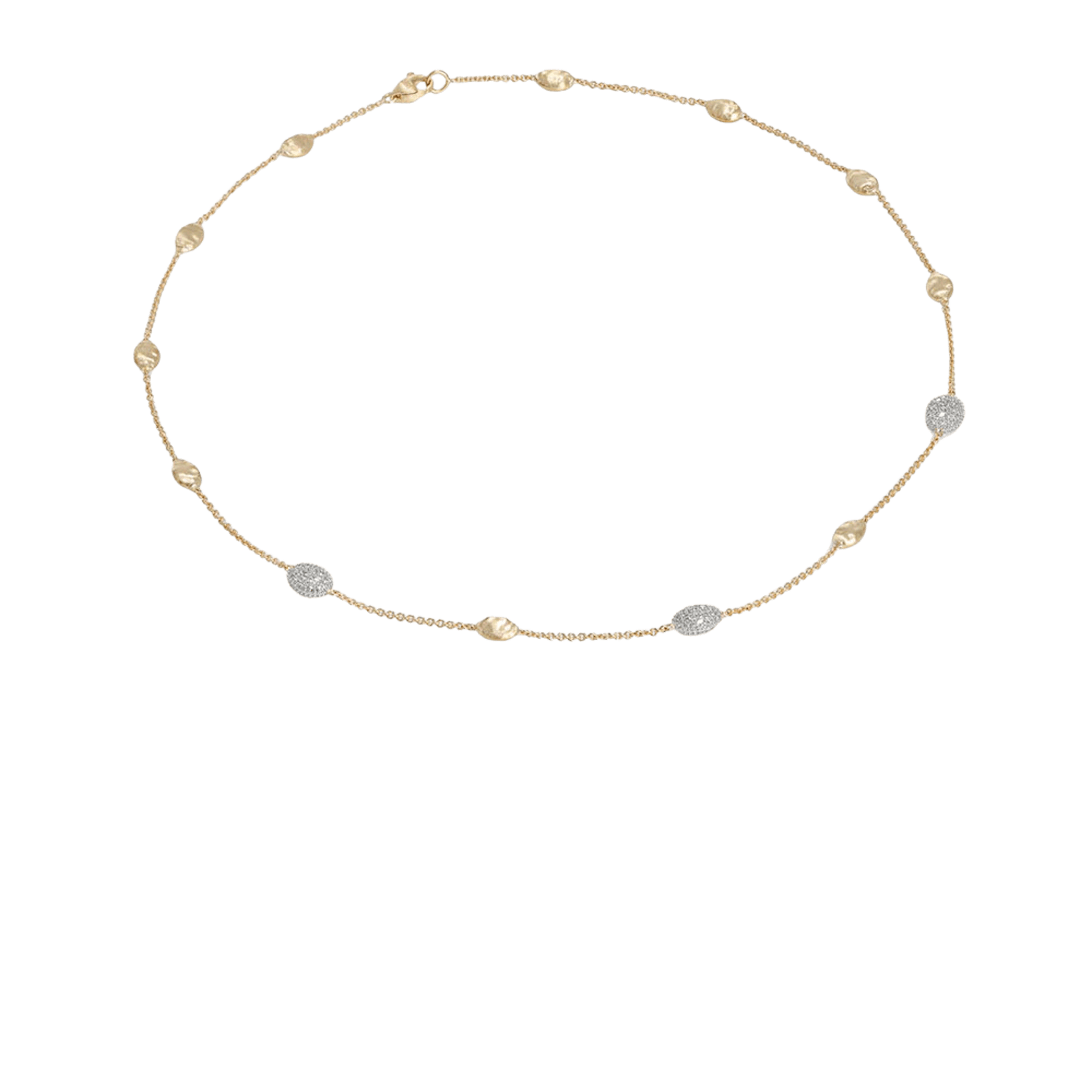 Vertical 18K Yellow Gold Siviglia Diamond Small Bean Necklace