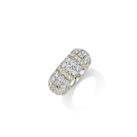 Vertical 18K White Gold/Yellow Gold Xpandable Round Diamond Ring