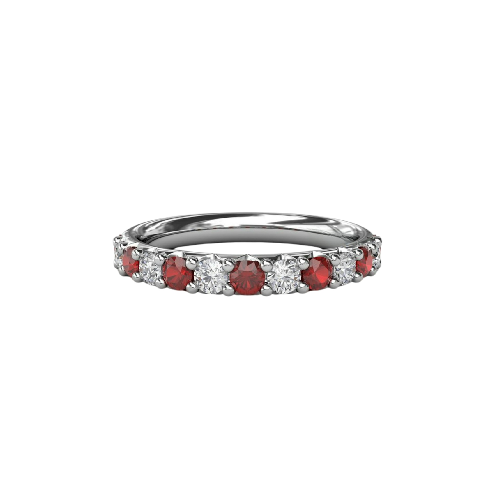 Vertical The 1916 Company Collection Ruby and Diamond Shared Prong Anniversary Band W6203R