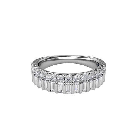 Vertical Baguette and Round Diamond Band R5097