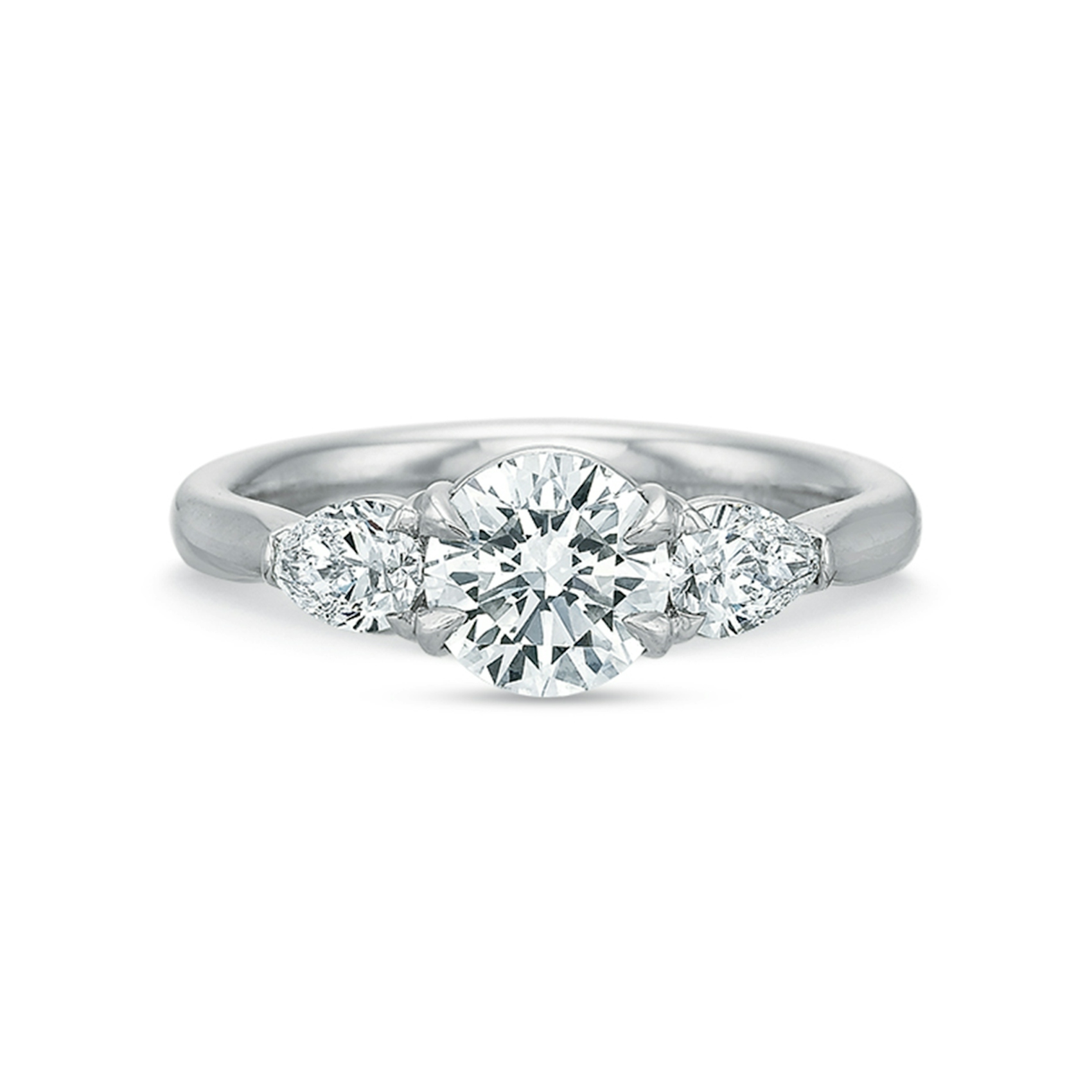 Vertical White Gold 3-Stone Semi-Mount Engagement Ring