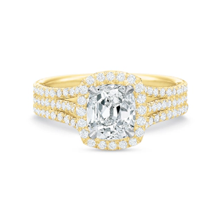 Vertical Yellow Gold Halo Semi-Mount Engagement Ring