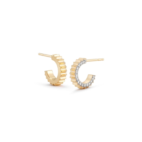 Vertical 18K Yellow Gold Clive Diamond Huggie Earrings