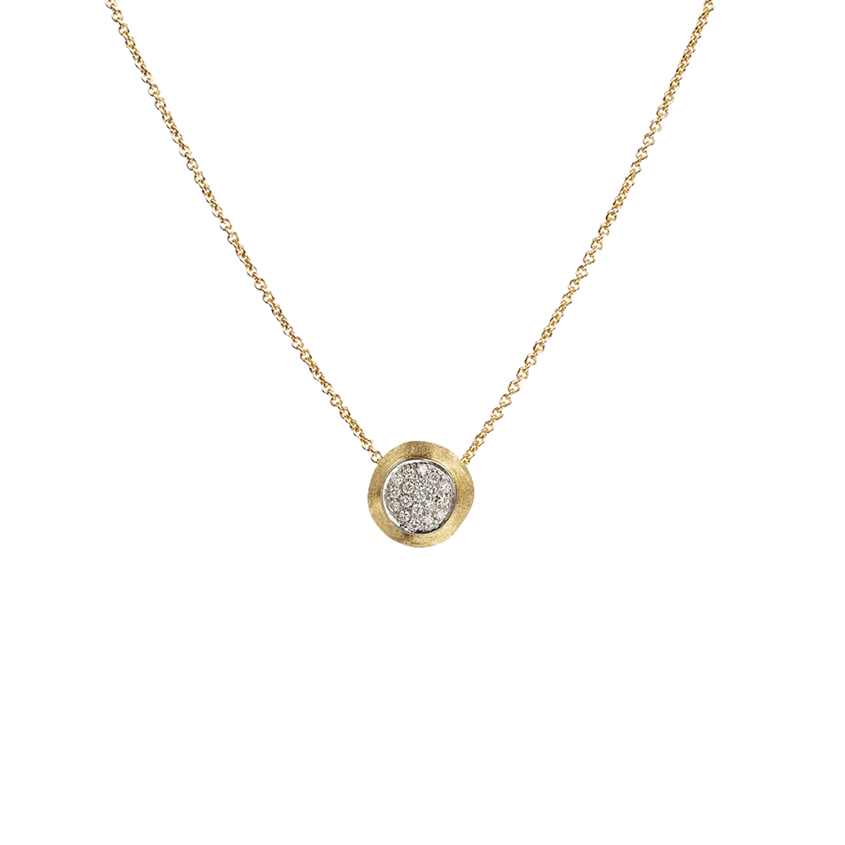 Vertical Delicati 18Kt Yellow Gold & Diamond Pave Bead Pendant