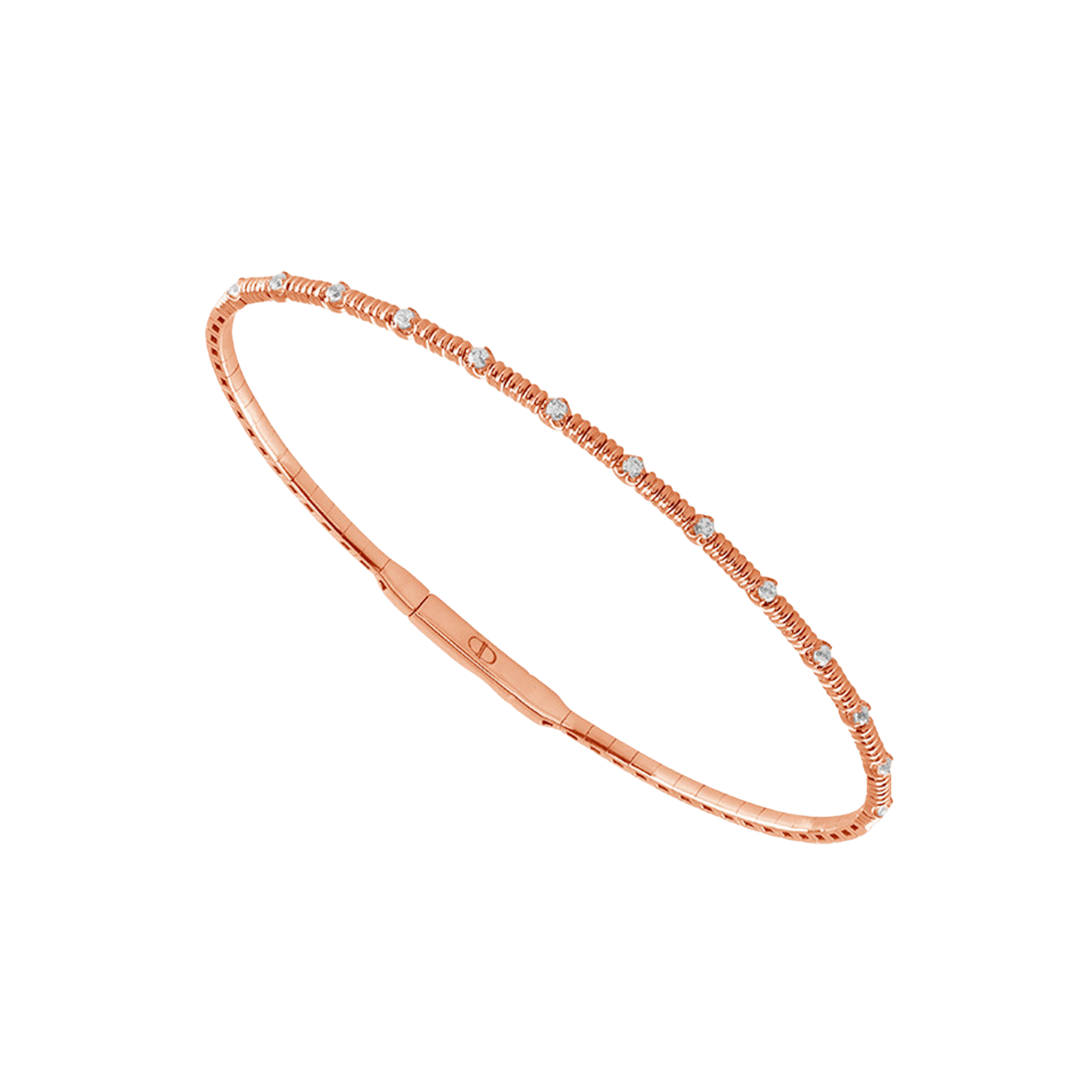 Vertical 14K Rose Gold and Titanium Diamond Bangle