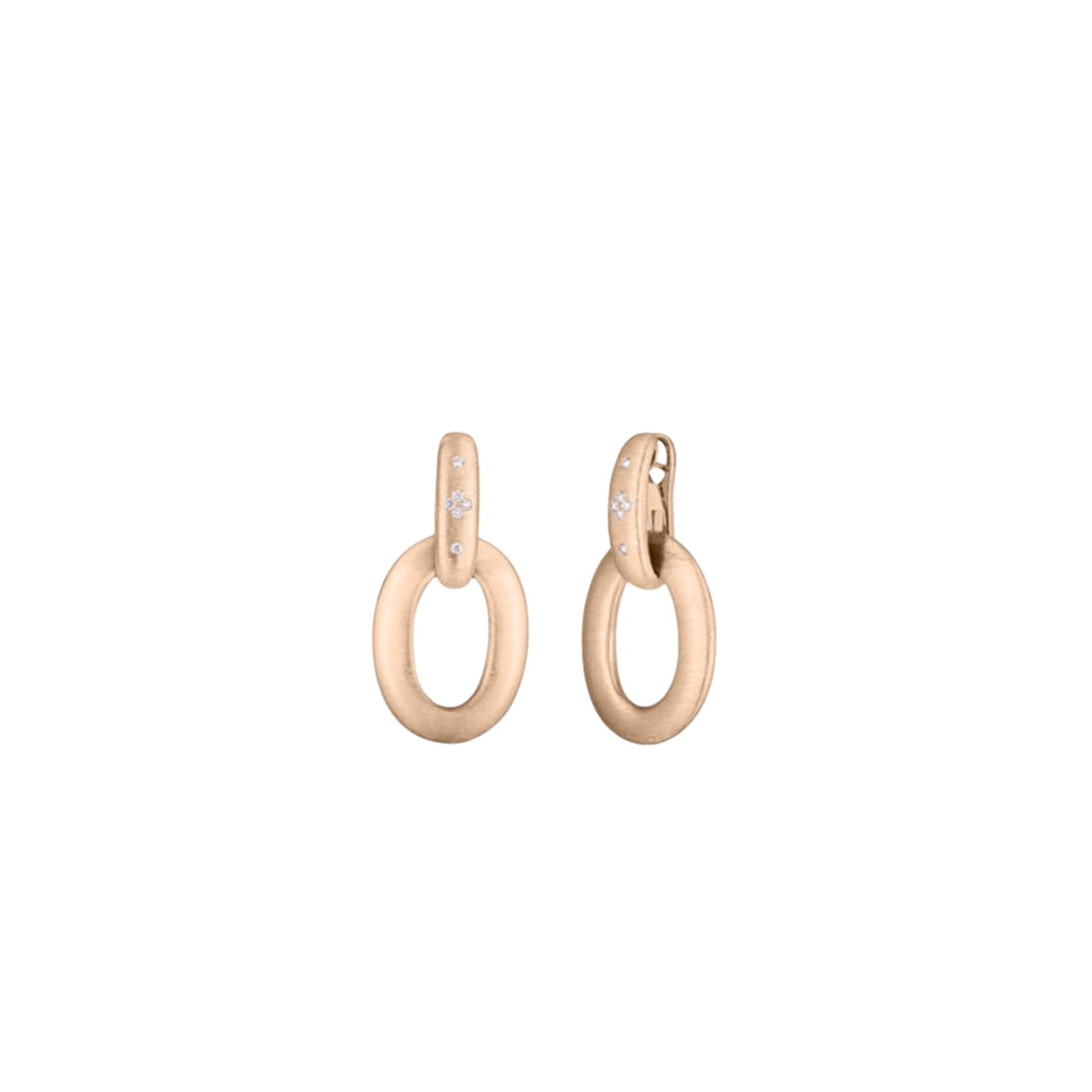 Vertical 18K Rose Gold Duchessa Diamond Doorknocker Earrings