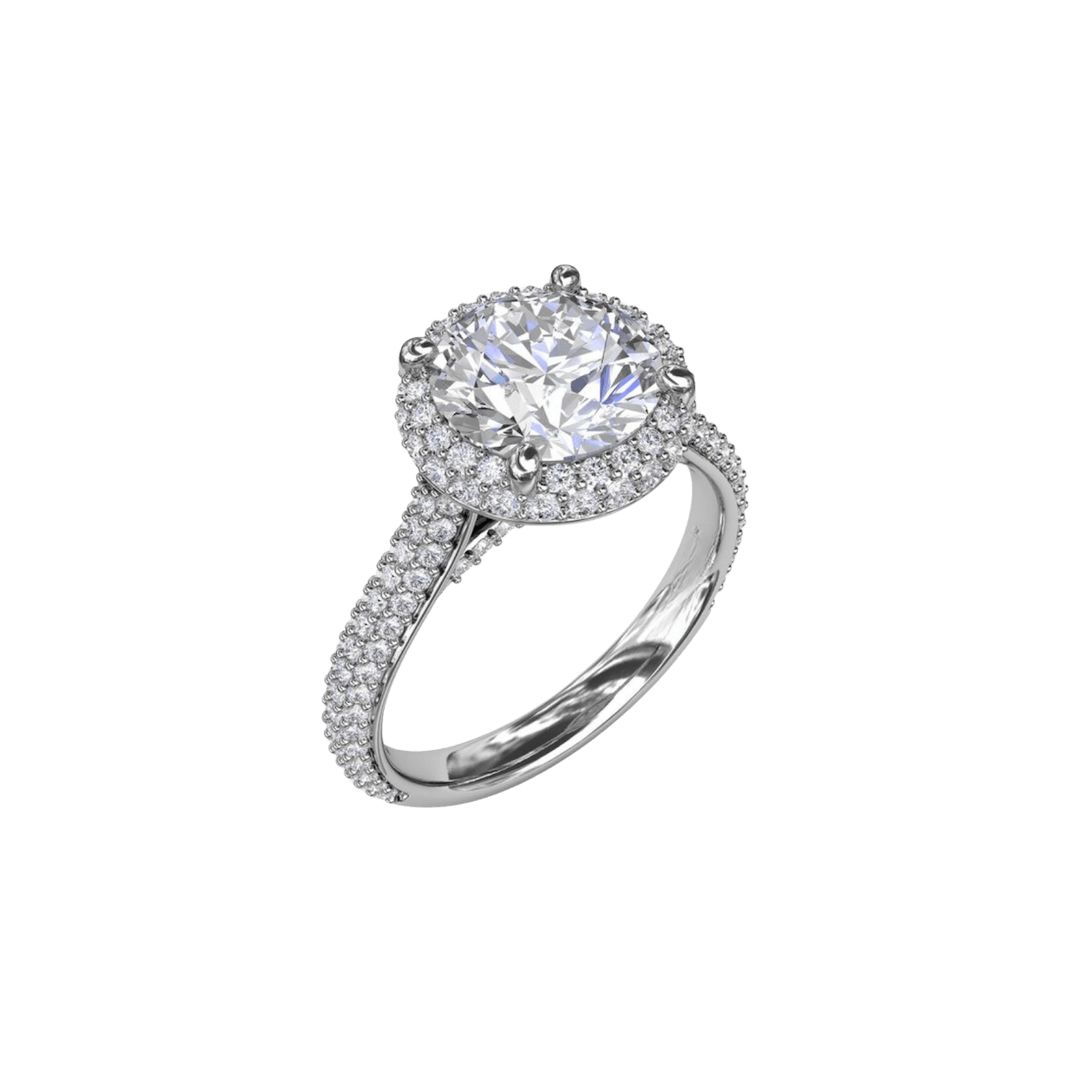 Vertical The 1916 Company Collection Seamless Pavé Diamond Double Halo Engagement Ring S3276