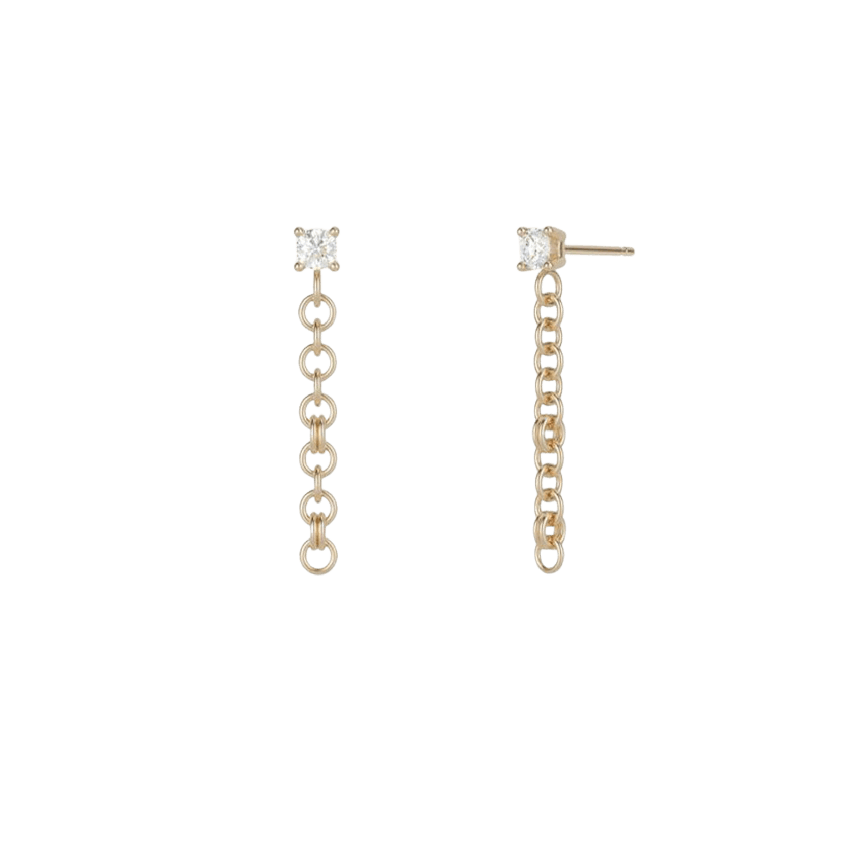 Vertical 18K Yellow Gold Anaka Diamond Gravity Chain Earrings