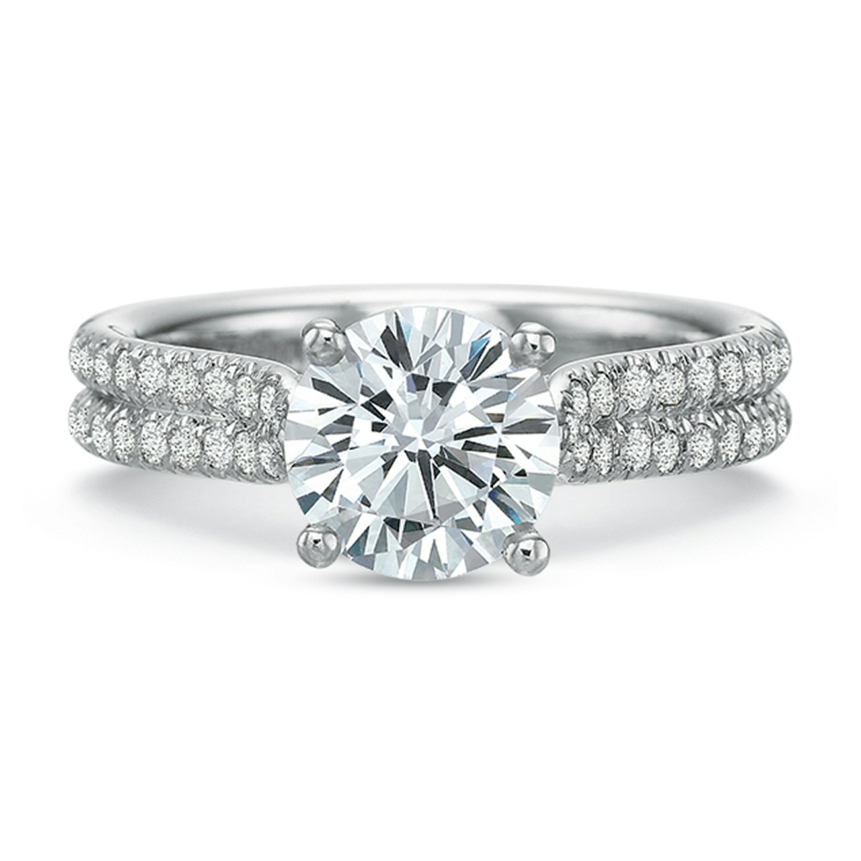 Vertical White Gold Diamond Semi-Mount Engagement Ring
