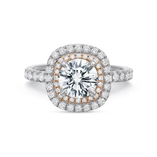 Vertical White & Rose Gold Halo Semi-Mount Engagement Ring