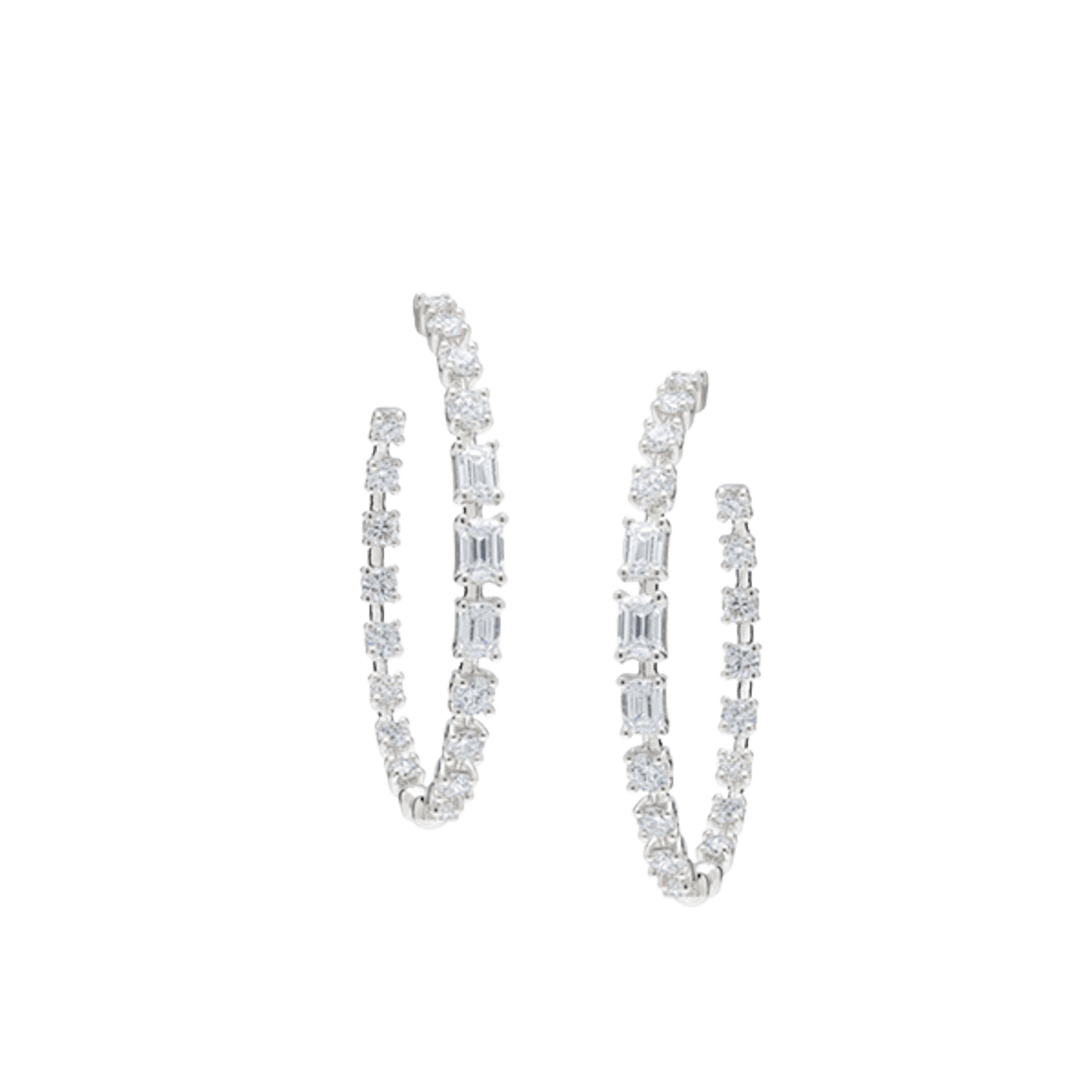 Vertical Diamond Hoop Earrings
