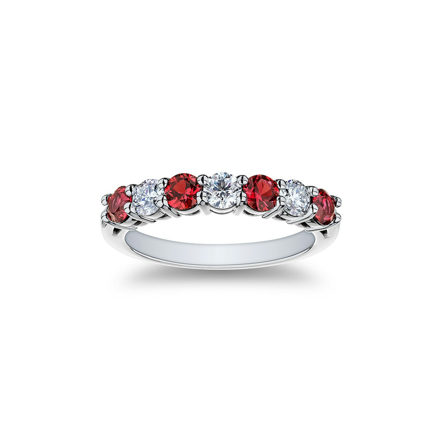 Vertical Platinum Diamond and Ruby Band