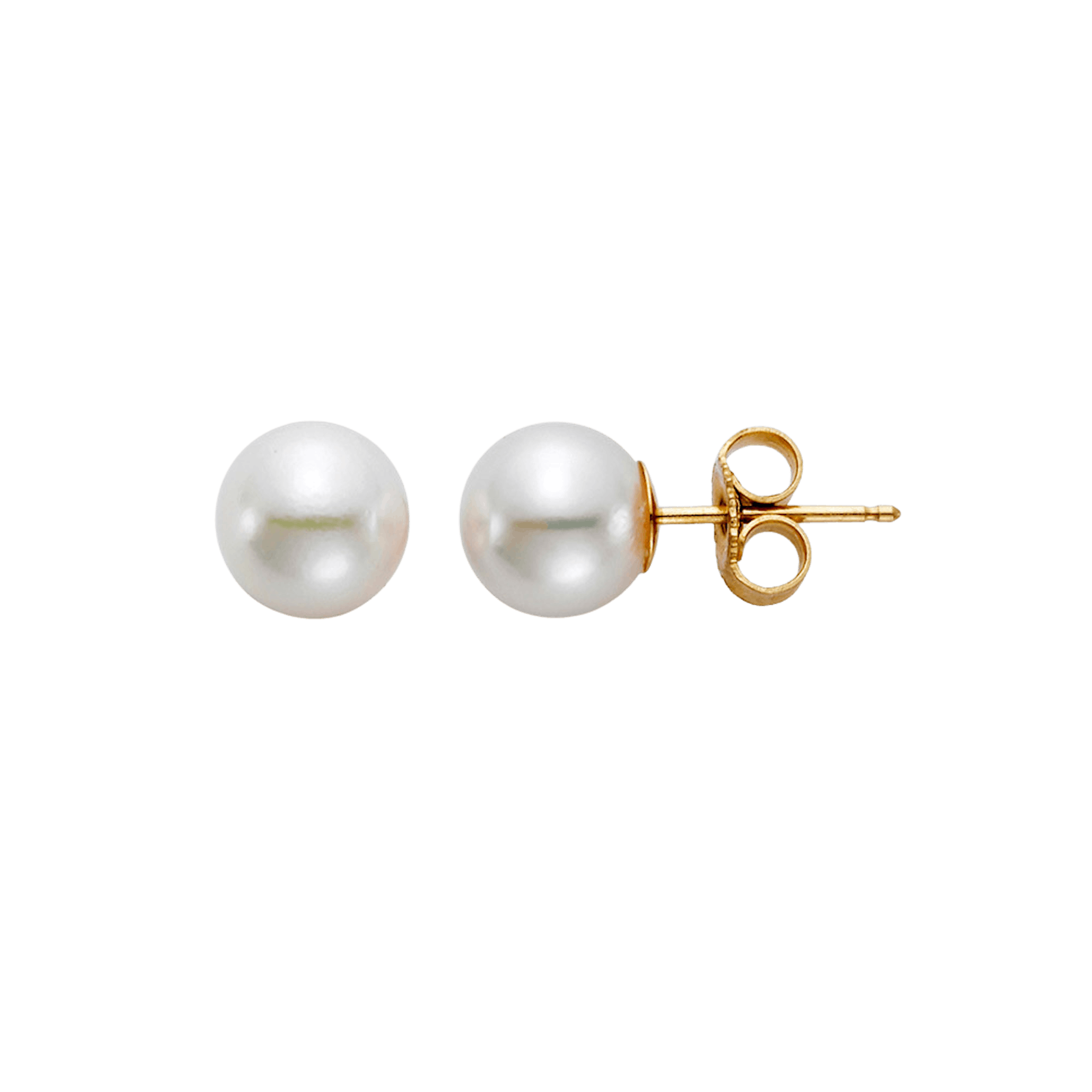 Vertical 18K White Gold 7.5-8MM A Akoya Pearl Stud Earrings