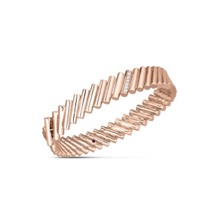 Vertical 18K Rose Gold Domino Diamond Accent Bangle