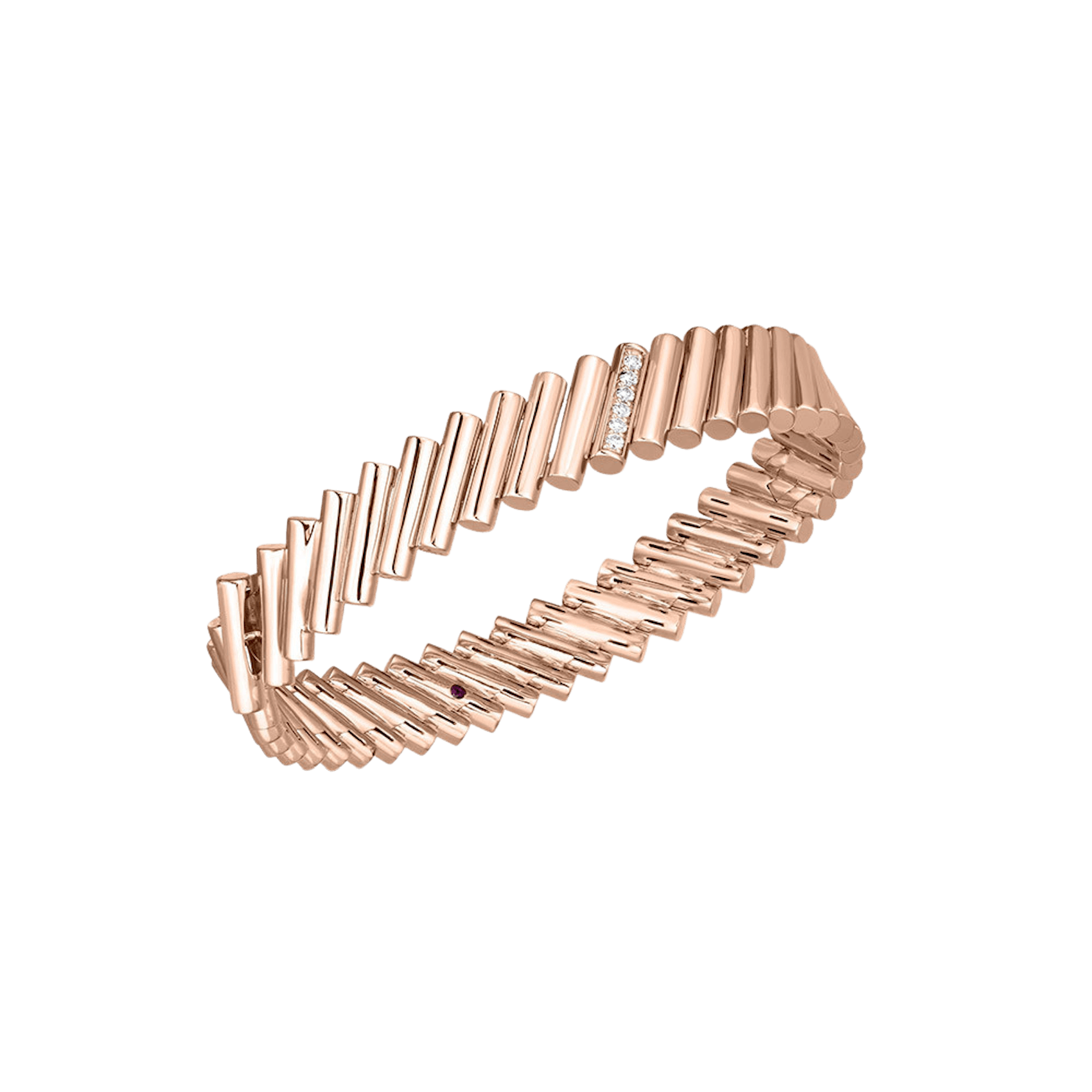 Vertical 18K Rose Gold Domino Diamond Accent Bangle