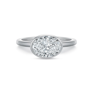 Vertical White Gold Diamond Bezel Semi-Mount Engagement Ring