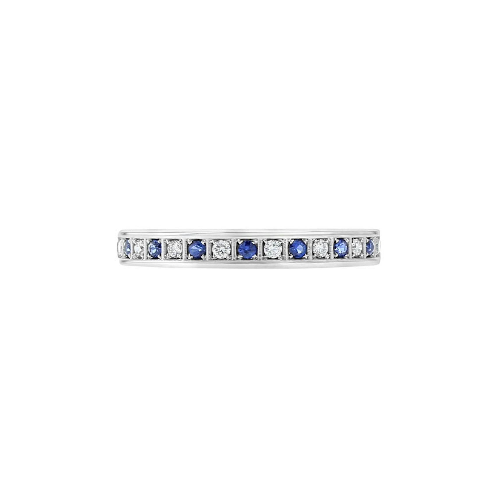 Vertical Roule & Co 19K White Gold Diamond & Sapphire Band