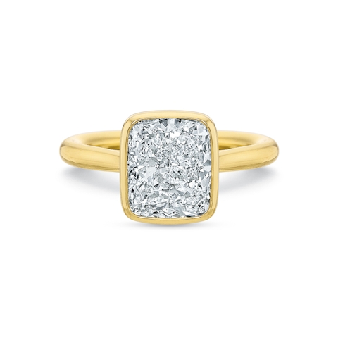 Vertical Yellow Gold Diamond Bezel Semi-Mount Engagement Ring