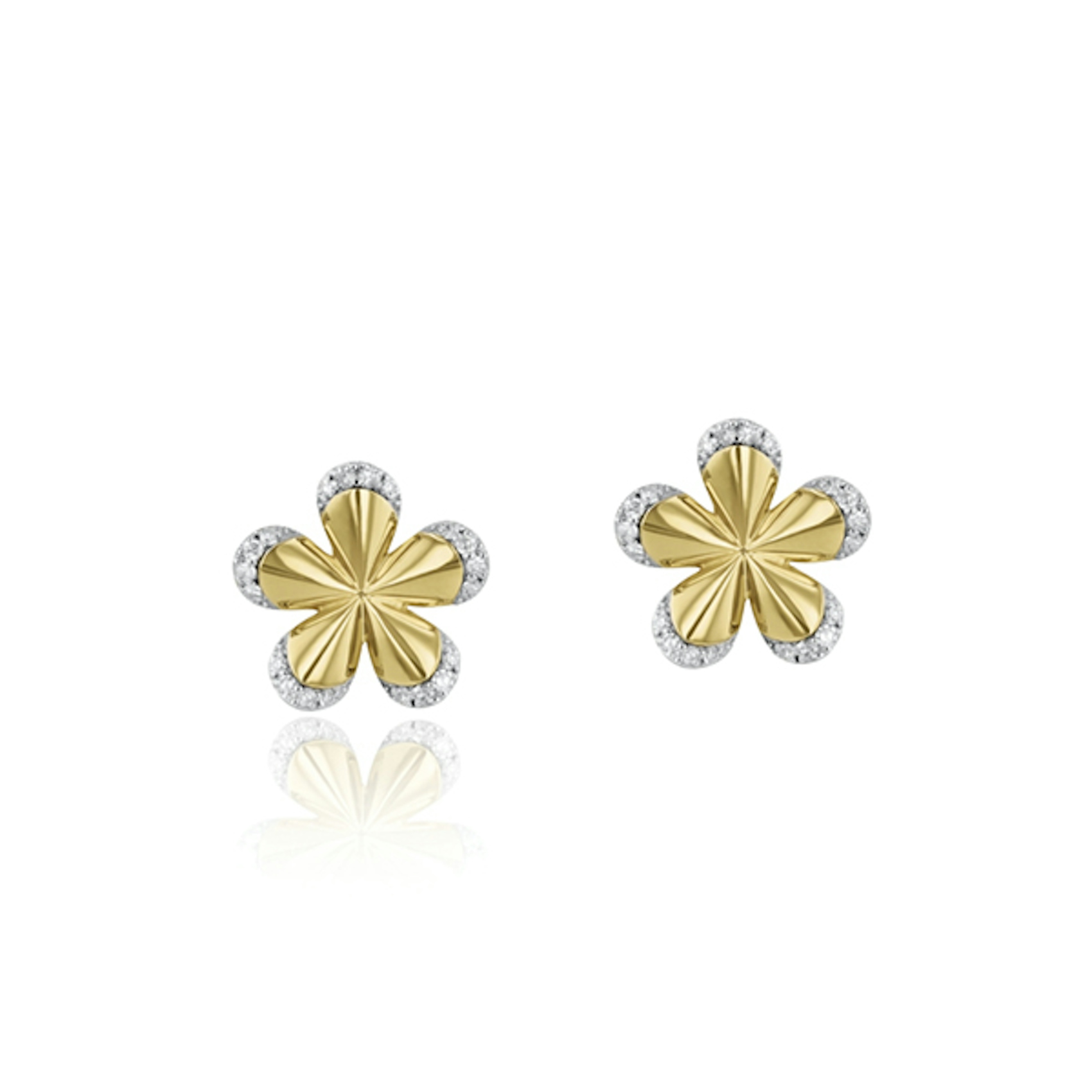 Vertical Pave Edge Forget-Me-Not Small Studs