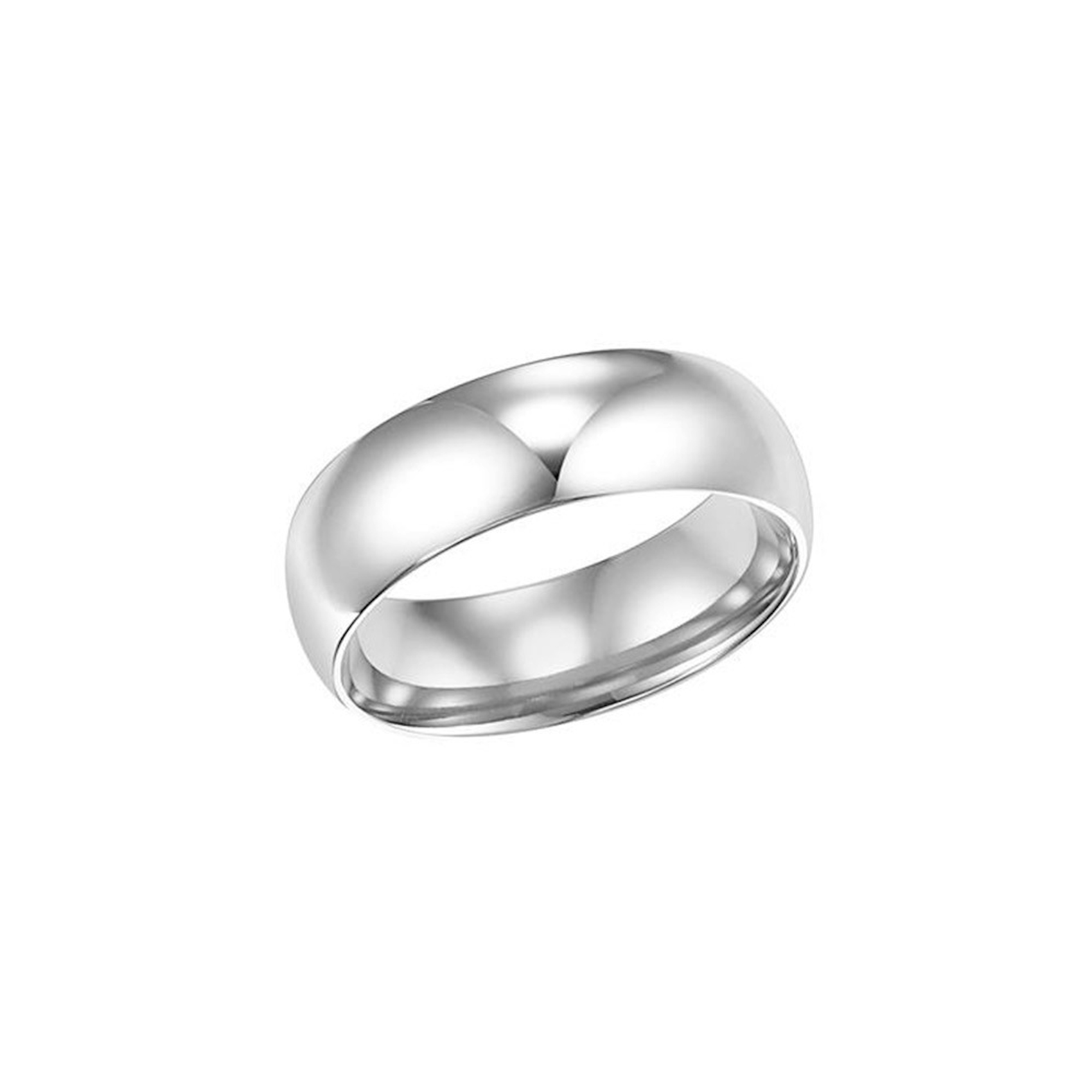 Vertical 18K White Gold Low Dome Comfort Fit Band