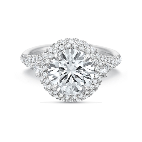 Vertical White Gold Halo Semi-Mount Engagement Ring