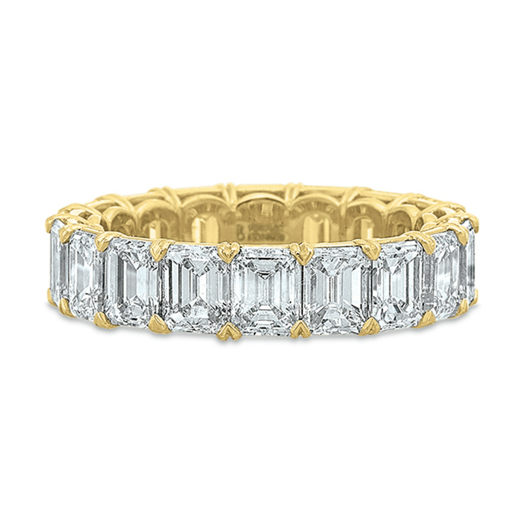 Vertical Yellow Gold Emerald Diamond Eternity Band