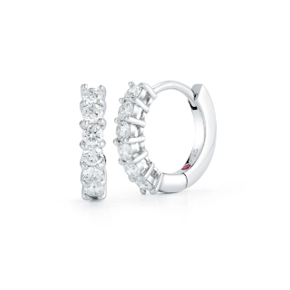 Vertical 18K White Gold The Perfect Diamond Huggy Hoops
