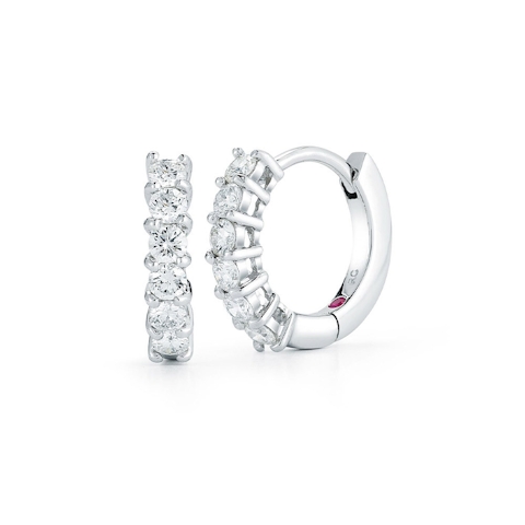 Vertical 18K White Gold The Perfect Diamond Huggy Hoops