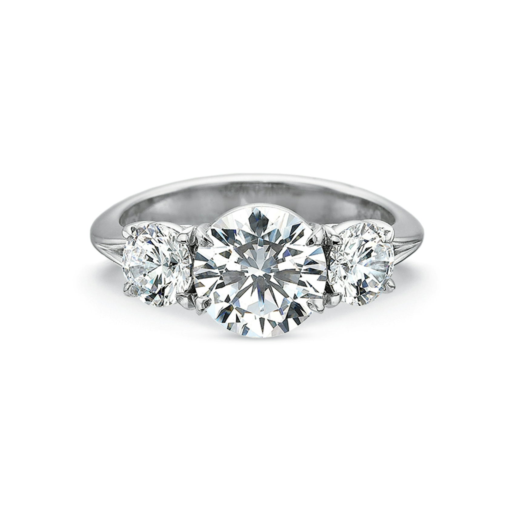 Vertical White Gold 3-Stone Semi-Mount Engagement Ring