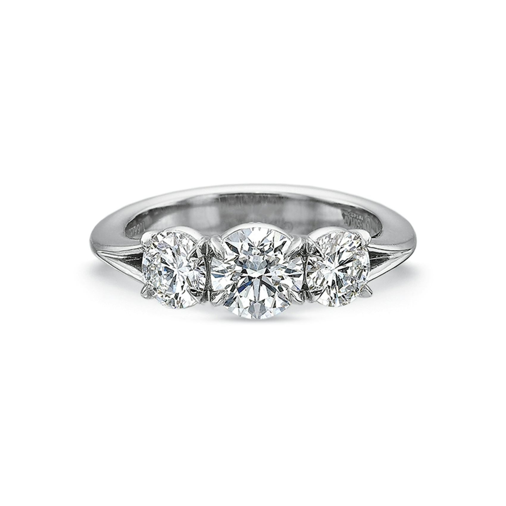 Vertical White Gold Diamond 3-Stone Semi-Mount Engagement Ring