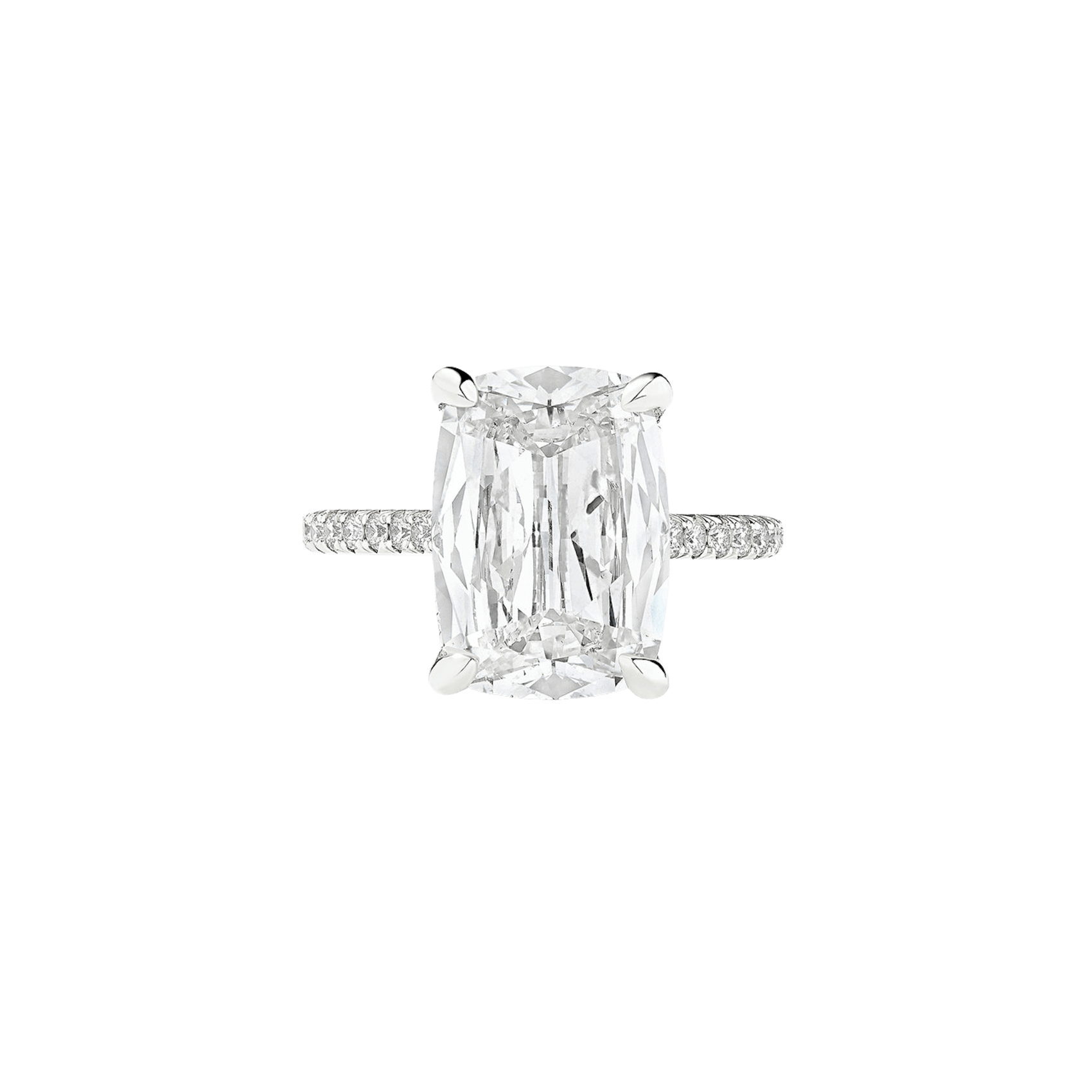 Vertical Platinum Cushion Diamond Engagement Ring
