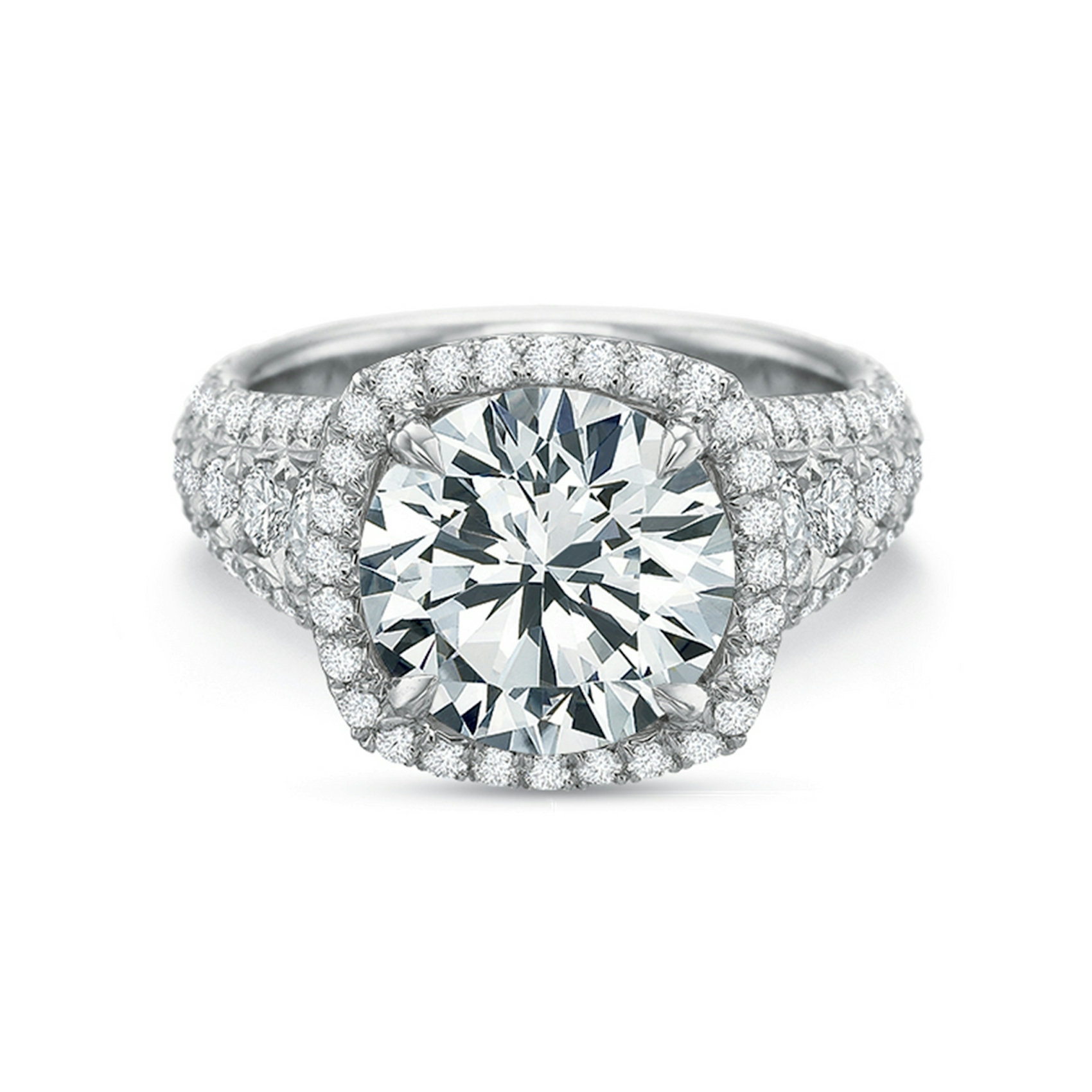 Vertical White Gold Halo Semi-Mount Engagement Ring