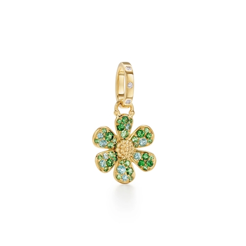 Vertical 18K Yellow Gold Flower Power Parabia Pendant