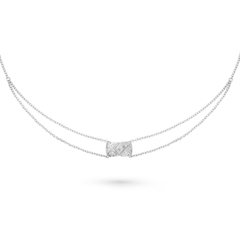 Vertical 18K White Gold Coco Crush Diamond Necklace