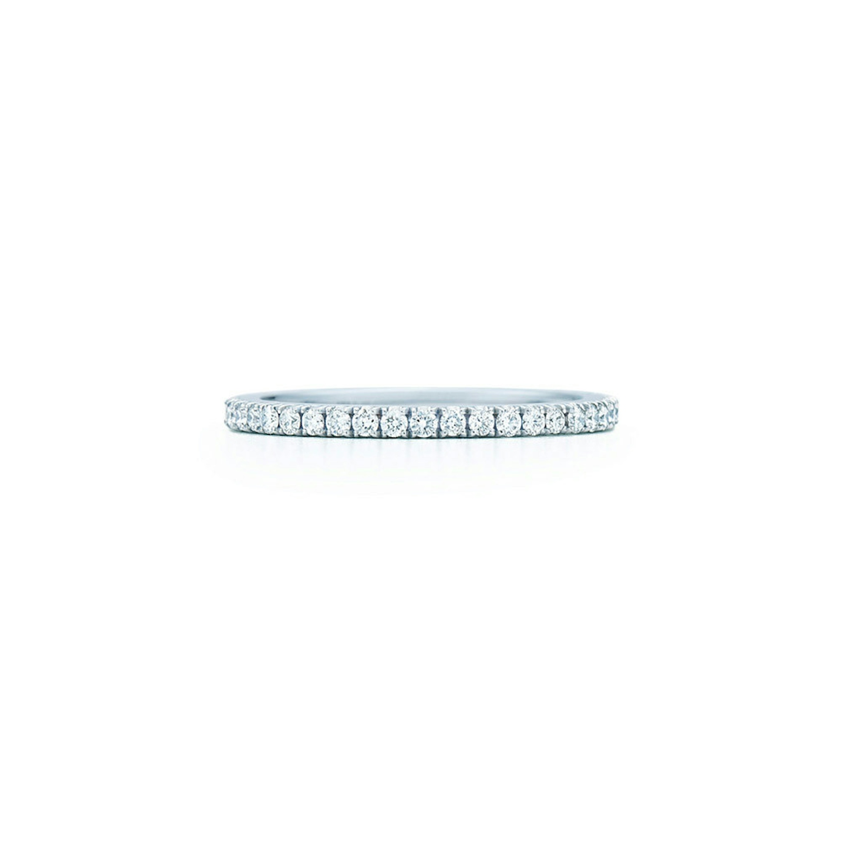 Vertical 18K White Gold Stackable Diamond Slim Band Ring