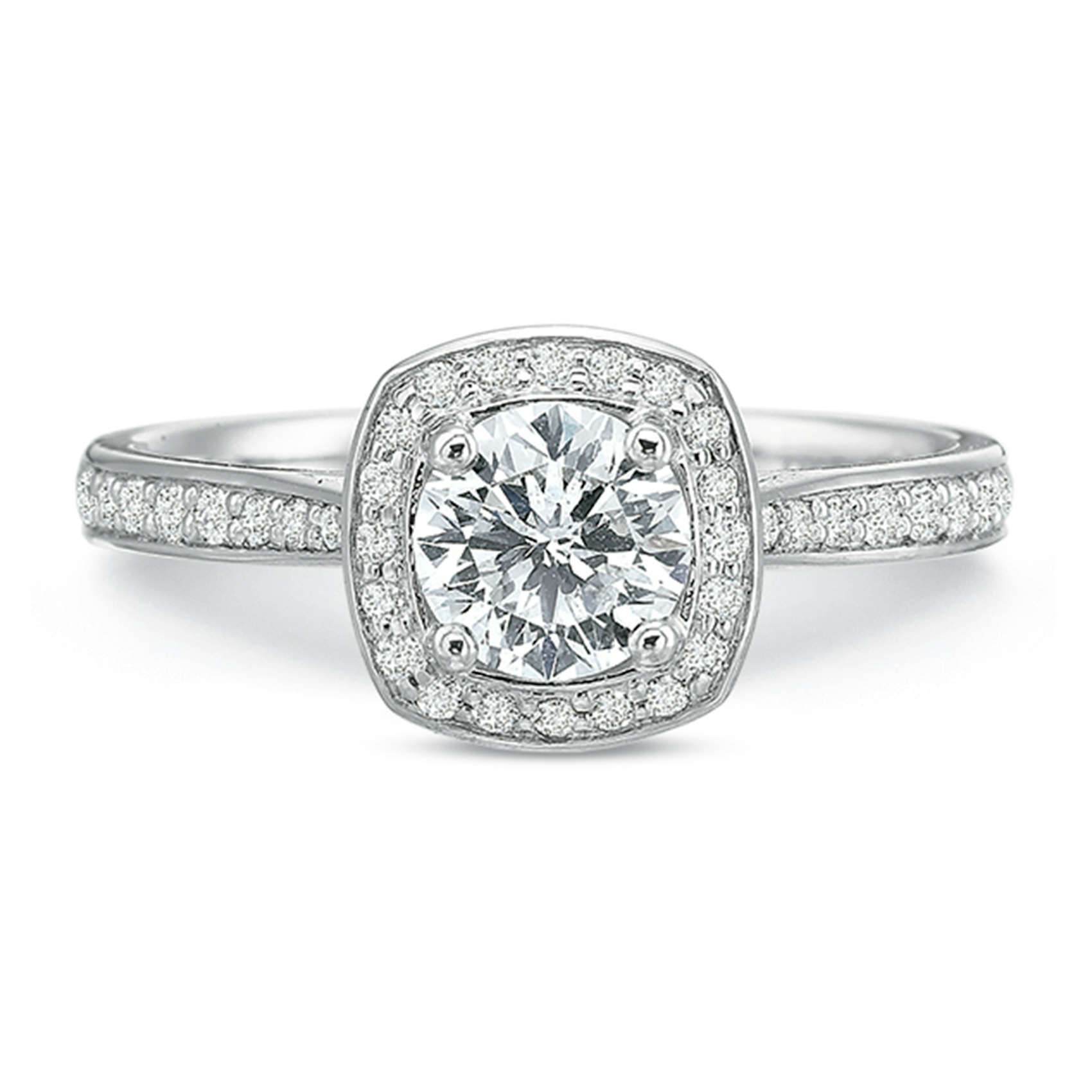 Vertical White Gold Halo Semi-Mount Engagement Ring