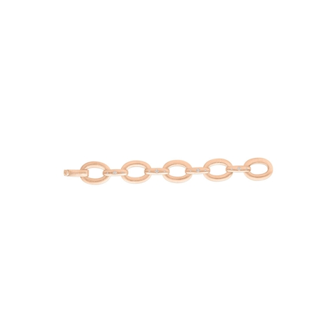 Vertical 18K Rose Gold Duchessa Satin Finish Oval Link and Diamond Necklace