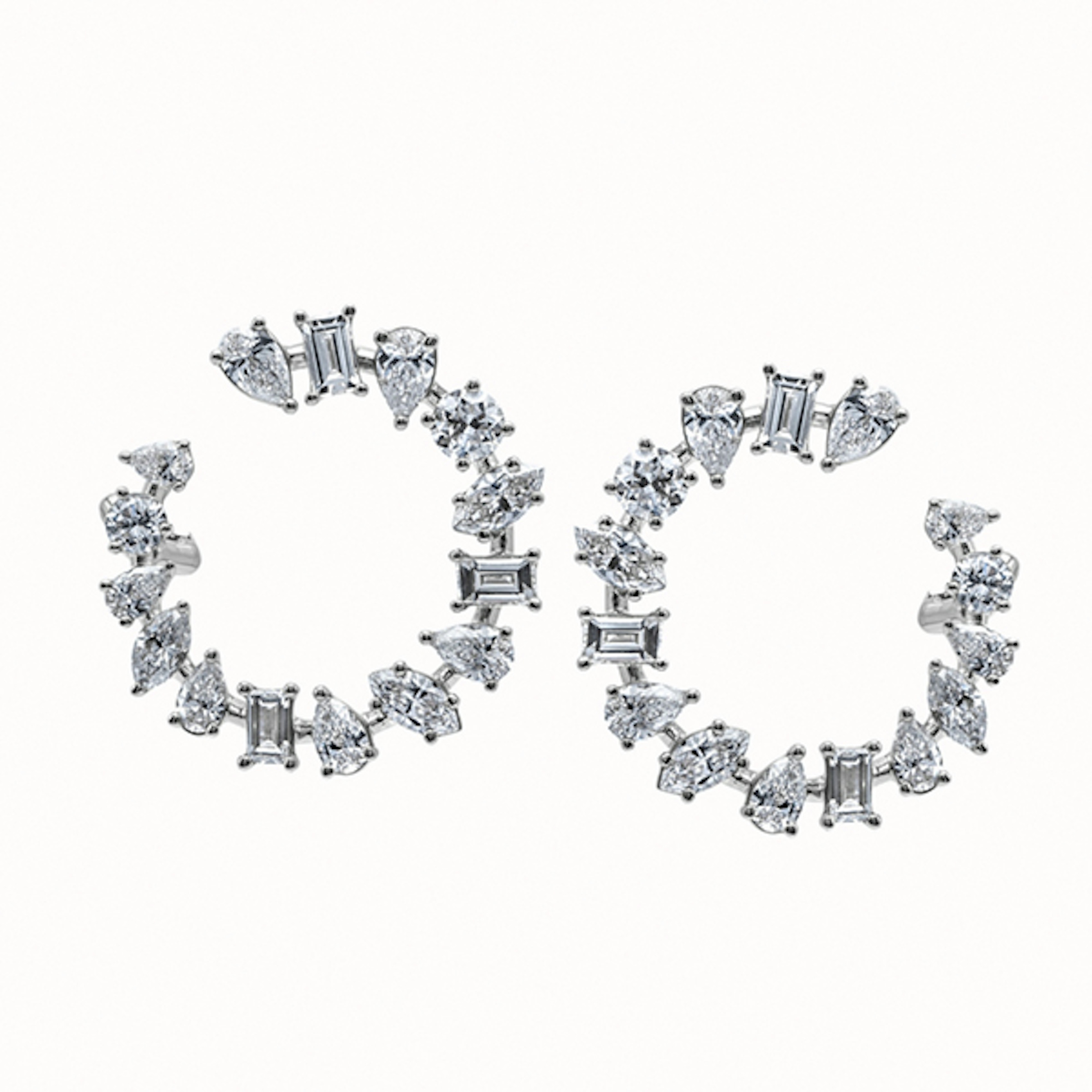 Vertical Multi-Shaped Diamond Hoop Earrings