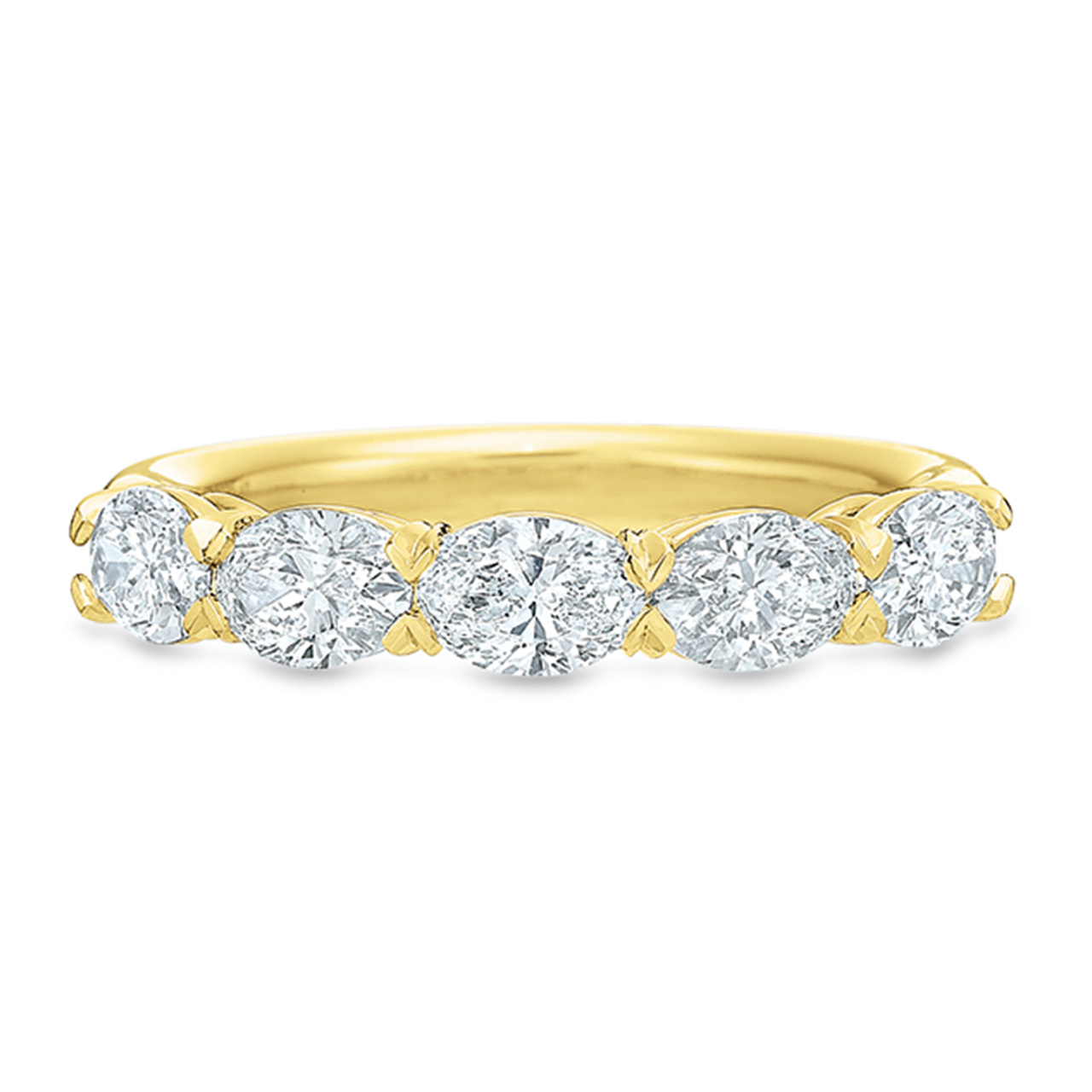 Vertical Yellow Gold Shared Prong Diamond Band