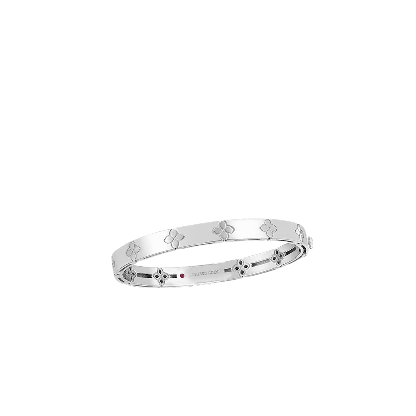 Vertical 18K White Gold Love in Verona Medium Bangle