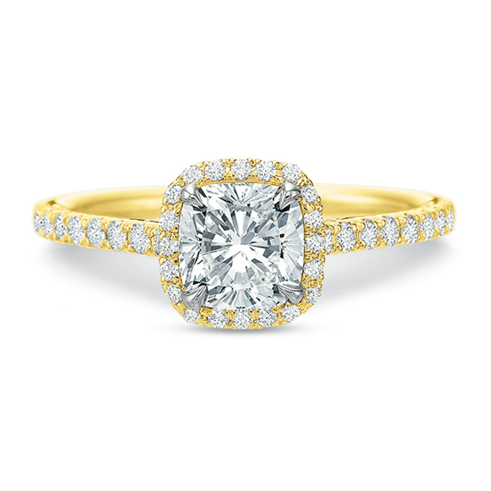 Vertical Yellow Gold Halo Semi-Mount Engagement Ring