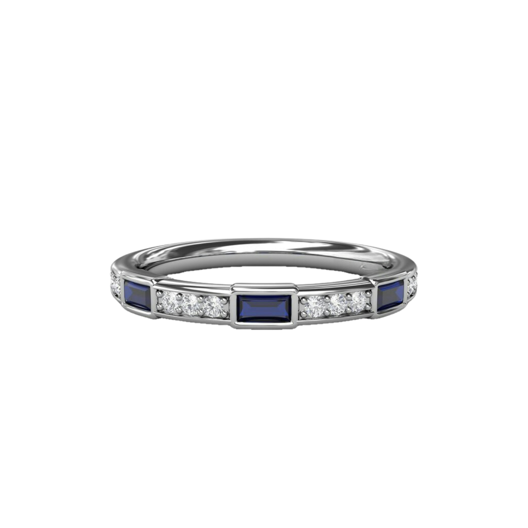 Vertical The 1916 Company Collection Sapphire Baguette and Diamond Band W7344S