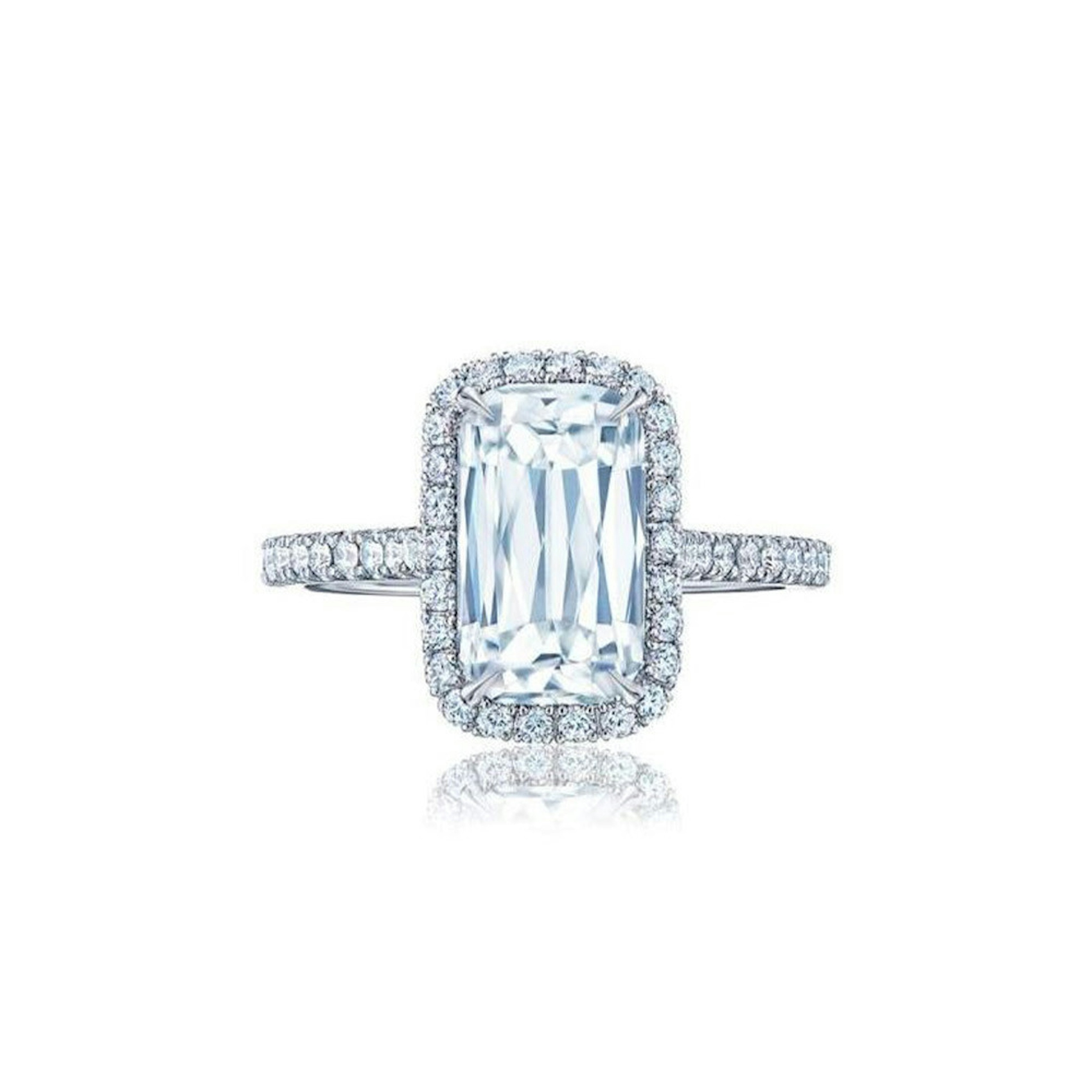 Vertical Platinum 1.00CT Ashoka Diamond Halo Ring
