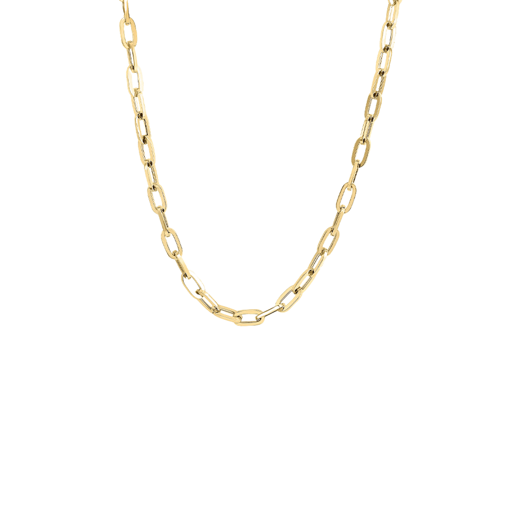 Vertical 18k Yellow Designer Gold Paperclip Link Heavy Chain
