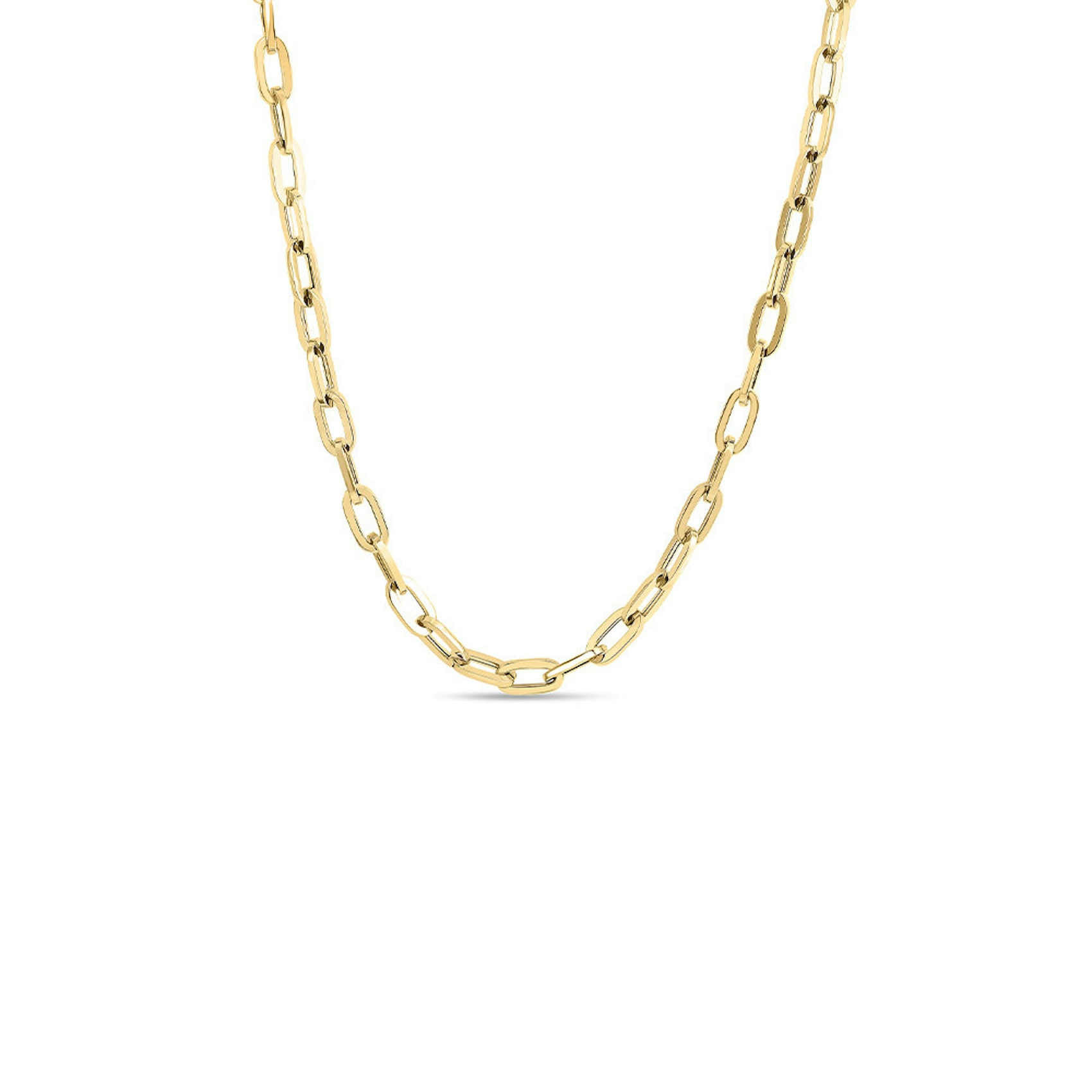 Vertical 18K Yellow Gold Designer Gold Heavy Gauge Paperclip Link Necklace