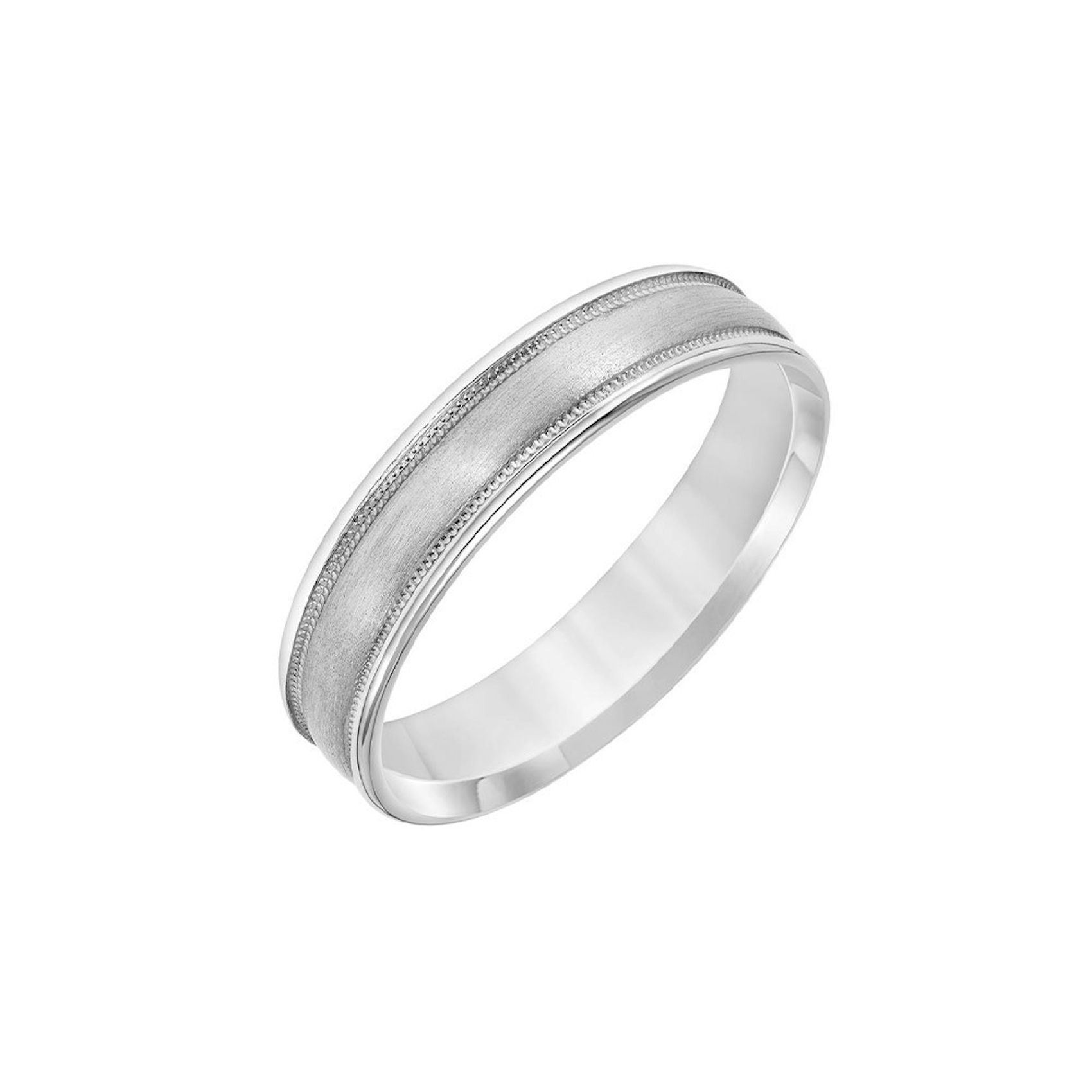 Vertical Platinum Low Dome Rope Edge Carved Band