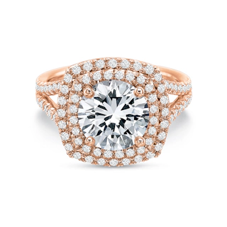 Vertical Rose Gold Halo Semi-Mount Engagement Ring