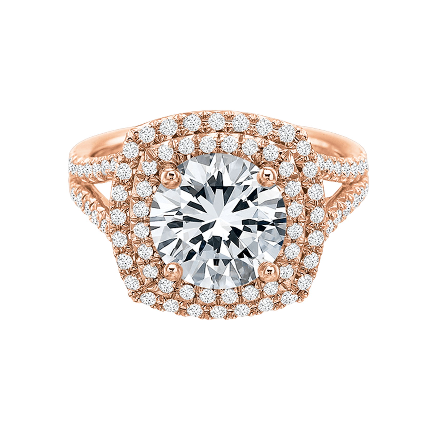 Vertical Rose Gold Halo Semi-Mount Engagement Ring