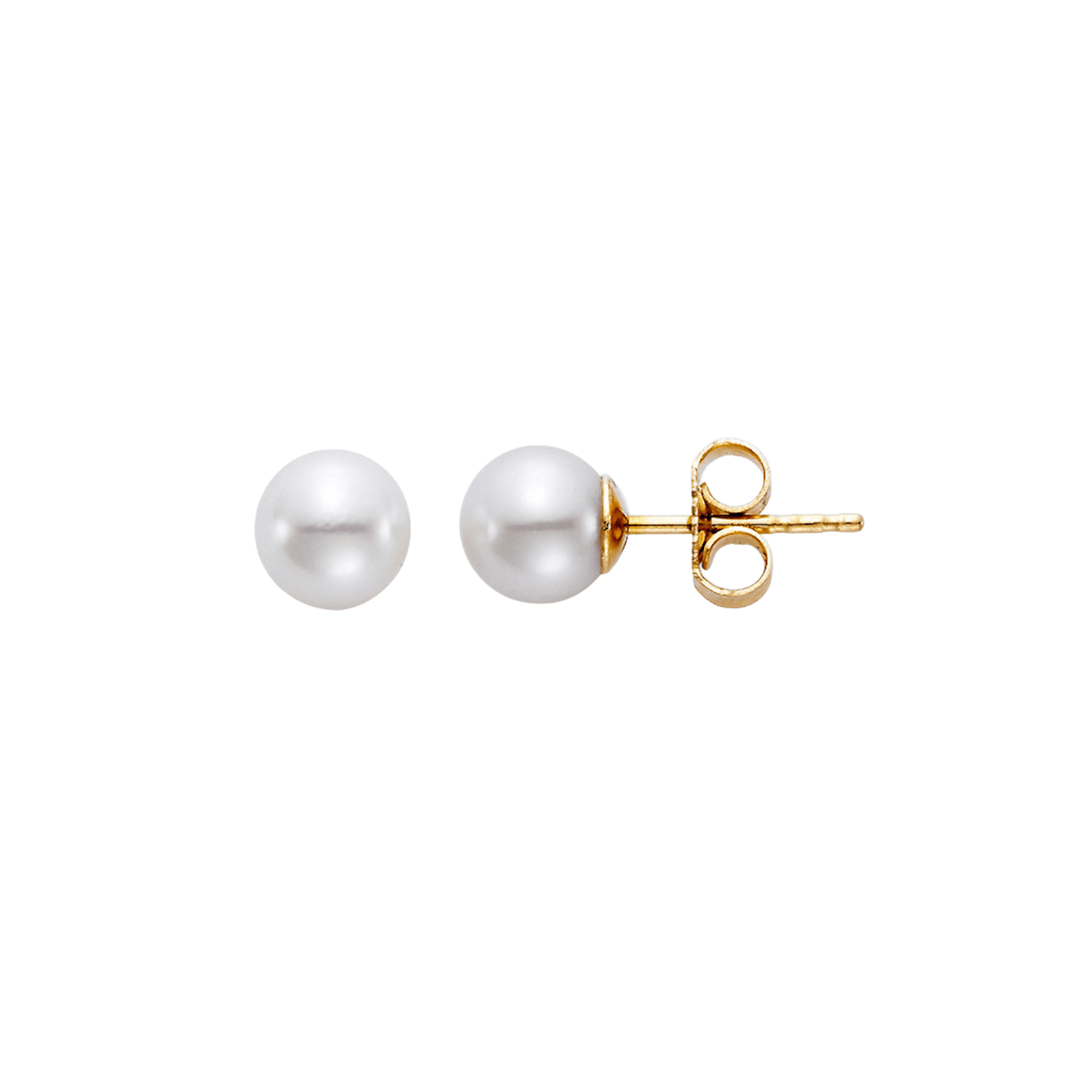 Vertical 18K White Gold 5.5-6MM A Akoya Pearl Stud Earrings