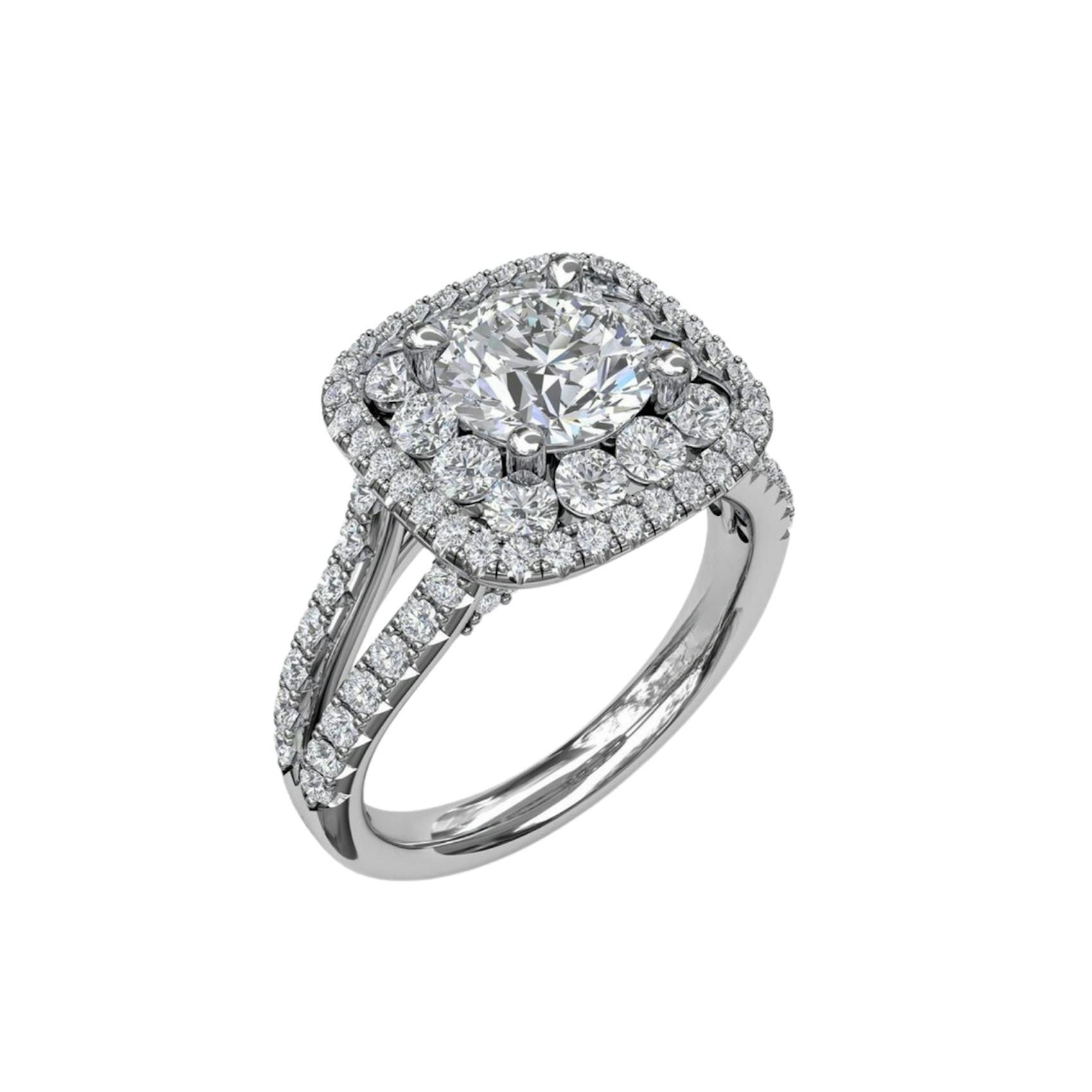 Vertical Exquisite Unique Double Halo Engagement Ring S3507